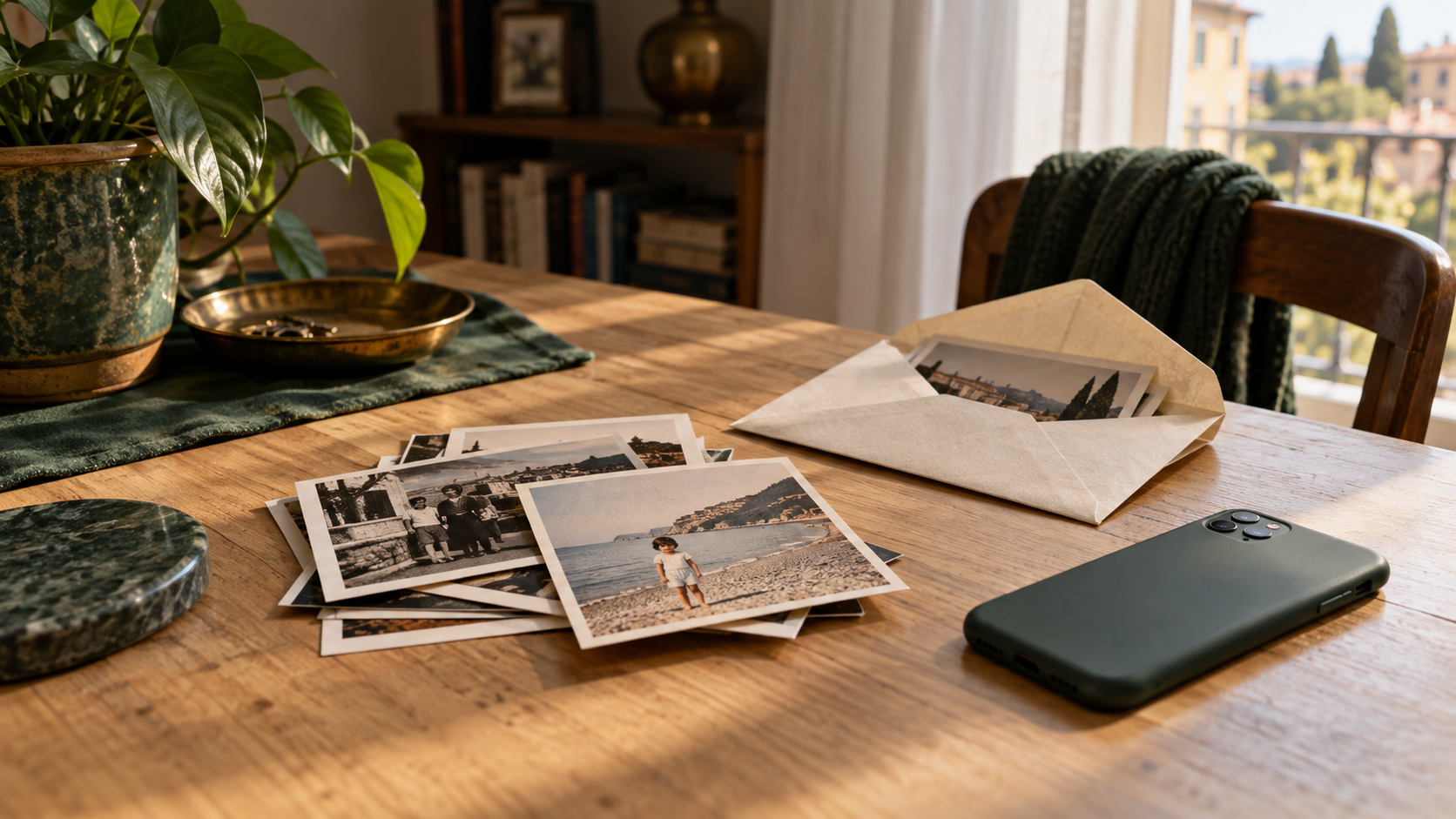 Fotografie stampate e archivio fotografico su un tavolo